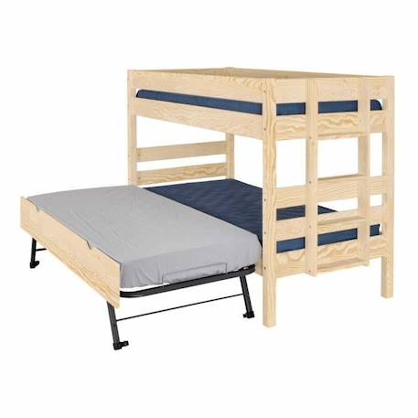 Pack lit superposé avec sommier gigogne et matelas Aniba   Bois naturel 90x200 cm MARRON 4 - vertbaudet enfant 