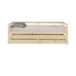 Chambre et rangement-Pack lit banquette gigogne avec matelas Alma Bois naturel 90x200 cm