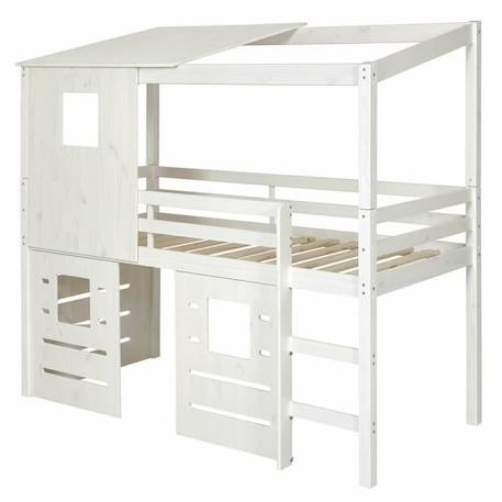 Lit cabane mi-hauteur avec matelas Alma - AKITEN RETAIL - Blanc 90x200 cm - A lattes - 1 place - Matelas inclus BLANC 2 - vertbaudet enfant 