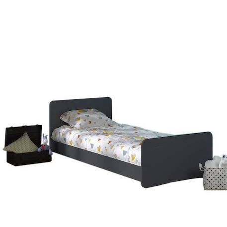 Pack lit avec sommier et matelas Spike  Gris anthracite 90x190 cm BLANC 1 - vertbaudet enfant 