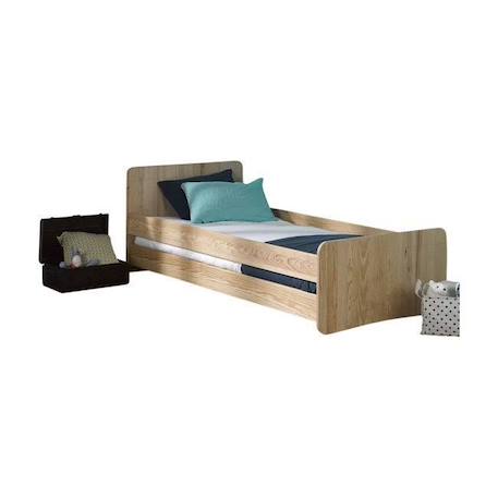 Pack lit avec sommier et matelas Spike - SOGAN - 90x200 cm - Bois massif - A lattes - Marron BLANC 2 - vertbaudet enfant 