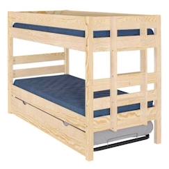 Chambre et rangement-Pack lit superposé avec sommier gigogne et matelas Aniba   Bois naturel 90x200 cm