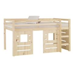 Chambre et rangement-Chambre-Lit bébé, lit enfant-Lit enfant-Pack lit mi-hauteur - AKITEN RETAIL - Alma - Bois naturel - 90x200 cm - Avec matelas Haute Densité