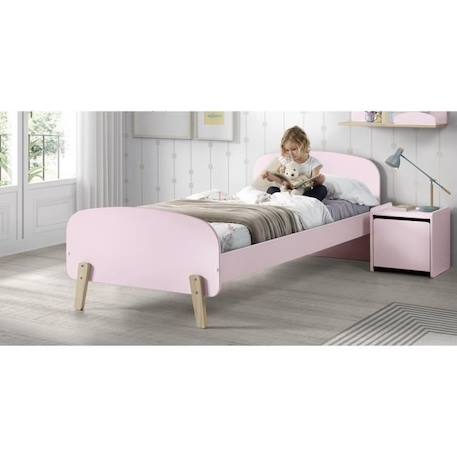 KIDDY Chambre enfant complète style scandinave en bois pin massif et MDF laqué vieux rose - l 90 x L 200 cm ROSE 2 - vertbaudet enfant 