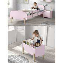 Chambre et rangement-Chambre-KIDDY Chambre enfant complète style scandinave en bois pin massif et MDF laqué vieux rose - l 90 x L 200 cm