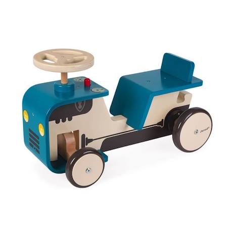 Porteur Tracteur - JANOD - Jouet en bois pour enfants de 18 mois - 4 roues en caoutchouc BLEU 3 - vertbaudet enfant 