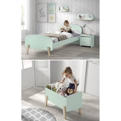 Chambre et rangement-Chambre-Lit bébé, lit enfant-Lit combiné, surélevé, superposé-KIDDY Chambre enfant complète style scandinave en bois pin massif et MDF laqué vert menthe - l 90 x L 200 cm