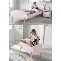 -KIDDY Chambre enfant complète style scandinave en bois pin massif et MDF laqué vieux rose - l 90 x L 200 cm