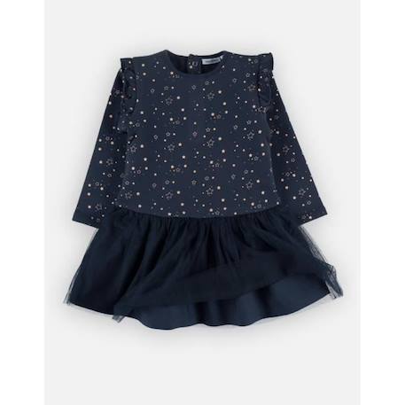 Robe bi-matière imprimé étoiles BLEU 3 - vertbaudet enfant 