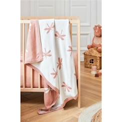 Linge de maison et décoration-Linge de lit bébé-Couverture, édredon-Couverture 75 x 100 cm imprimé libellules en tricot BIO