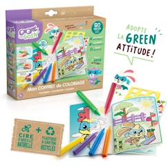 Jouet-Activités artistiques et musicales-Tableaux, dessin et peinture-SUPER GREEN Kit de coloriage, crayons bio