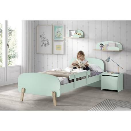 KIDDY Chambre enfant complète style scandinave en bois pin massif et MDF laqué vert menthe - l 90 x L 200 cm VERT 2 - vertbaudet enfant 