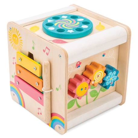 Petit cube d'activités en bois - LE TOY VAN - Mixte - 24 mois - Marron - Blanc - Jouet d'éveil compact BLANC 1 - vertbaudet enfant 