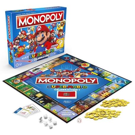 MONOPOLY Super Mario Celebration, jeu de societe pour enfants, jeu de plateau à partir de 8 ans, version francaise BLEU 3 - vertbaudet enfant 