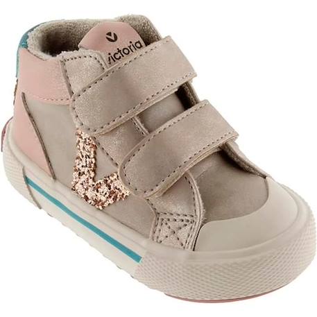 Bottes enfant Victoria Tiras Metalizado avec bandes métalliques - Blanc - Scratch - Nu - Mixte BLANC 3 - vertbaudet enfant 