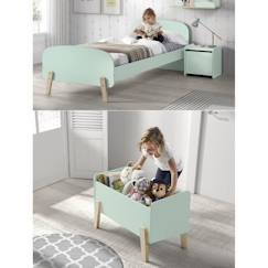 Chambre et rangement-Chambre-KIDDY Chambre enfant complète style scandinave en bois pin massif et MDF laqué vert menthe - l 90 x L 200 cm