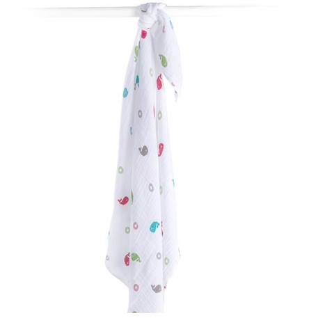 Lange Lulujo en mousseline de coton Baleine 120x120 cm - Lulujo - Lange - Blanc - Mixte BLANC 1 - vertbaudet enfant 