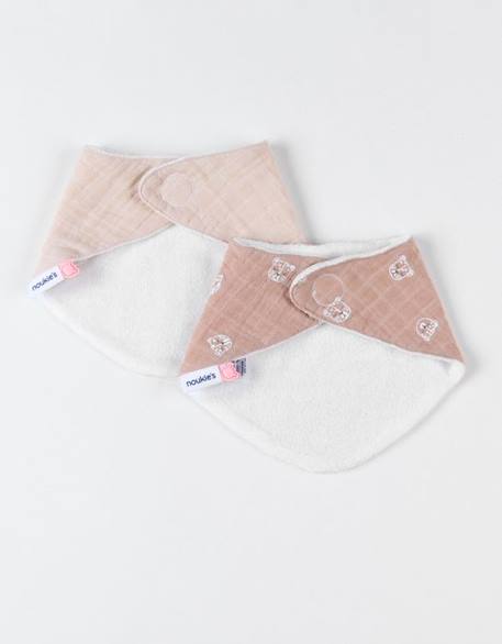 Set de 2 bavoirs bandana léopard en mousseline et éponge - NOUKIE'S - Bébé - Marron et beige MARRON 3 - vertbaudet enfant 