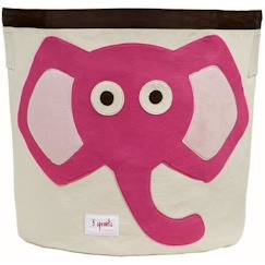 Chambre et rangement-Rangement-Sac à jouets Eléphant Rose - 3 Sprouts - Forme ronde - Coton