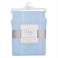 Linge de maison et décoration-Linge de lit bébé-Couverture, édredon-Couverture tricot de coton - Lulujo - Bleu - 100 x 80 cm