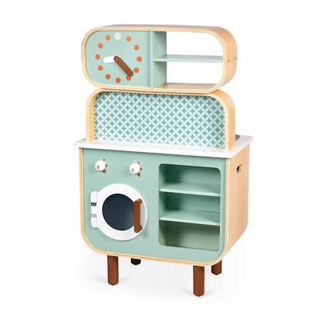 Cuisine double face Cooker Reverso en bois JANOD - Jouet d'imitation 2-en-1 avec 8 accessoires VERT 2 - vertbaudet enfant 