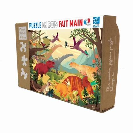 Puzzle Michele Wilson - Puzzle en bois 100 pièces JURASSIQUE - Multicolore BLANC 1 - vertbaudet enfant 