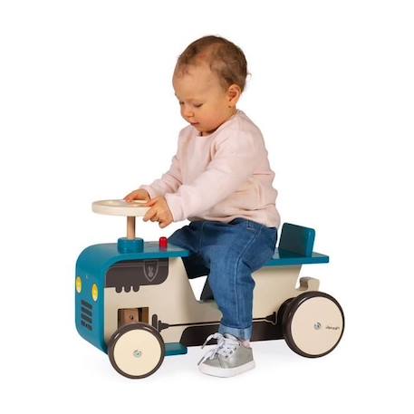 Porteur Tracteur - JANOD - Jouet en bois pour enfants de 18 mois - 4 roues en caoutchouc BLEU 2 - vertbaudet enfant 