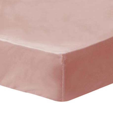 Drap-housse uni en coton, COTON LAVÉ Nude 90x190 cm ROSE 1 - vertbaudet enfant 