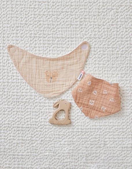 Set de 2 bavoirs bandana léopard en mousseline et éponge - NOUKIE'S - Bébé - Marron et beige MARRON 2 - vertbaudet enfant 