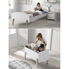 Chambre et rangement-KIDDY Chambre enfant complète style scandinave en bois pin massif et MDF laqué blanc - l 90 x L 200 cm