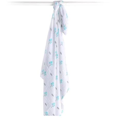 Lange en mousseline de coton Aqua Hippo 120x120 cm - Lulujo - Mixte - Blanc BLANC 1 - vertbaudet enfant 