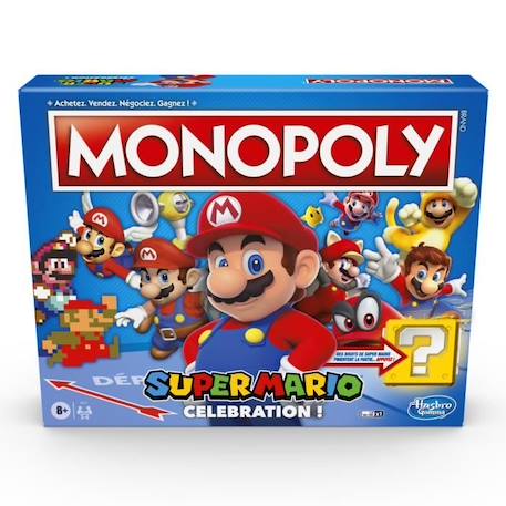 MONOPOLY Super Mario Celebration, jeu de societe pour enfants, jeu de plateau à partir de 8 ans, version francaise BLEU 1 - vertbaudet enfant 