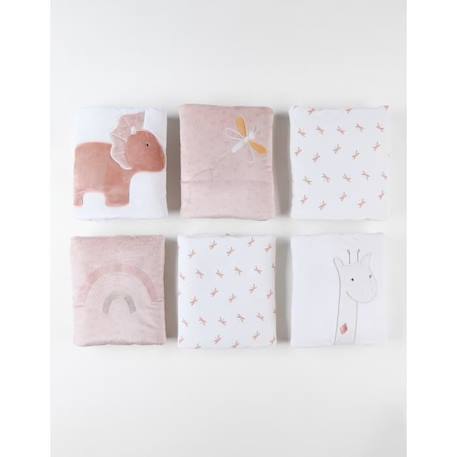 Protège barreaux pour lits et parcs bébé - NOUKIE'S - Popsie, Gigi & Louli - Veloudoux et jersey - Blanc BLANC 2 - vertbaudet enfant 