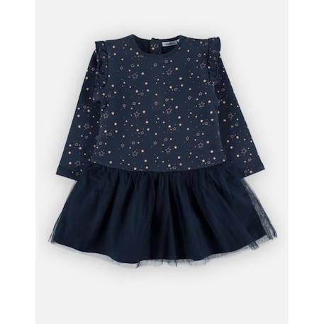 Robe bi-matière imprimé étoiles BLEU 2 - vertbaudet enfant 