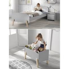 Chambre et rangement-Chambre-Lit bébé, lit enfant-Chambre enfant complète KIDDY style scandinave en bois pin massif et MDF laqué gris cool - l 90 x L 200 cm