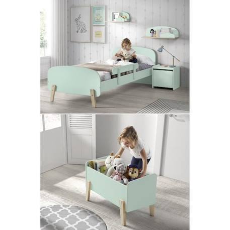 KIDDY Chambre enfant complète style scandinave en bois pin massif et MDF laqué vert menthe - l 90 x L 200 cm VERT 1 - vertbaudet enfant 