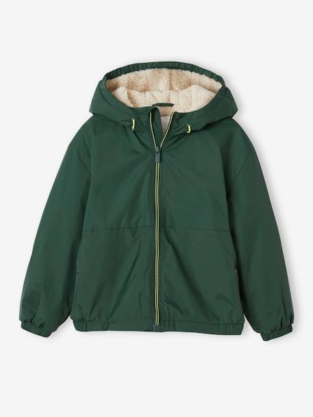 Garçon-Manteau, veste-Ciré, imper-Coupe-vent  à capuche doublé sherpa garçon