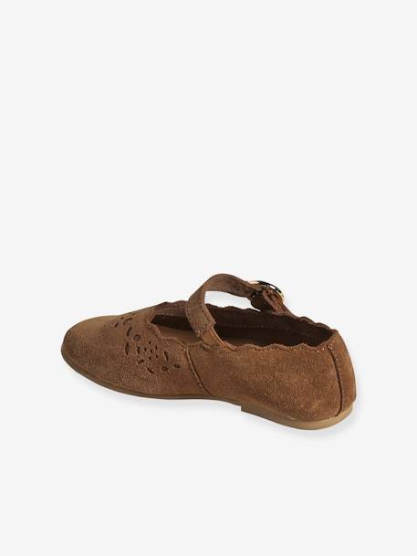 Ballerines cuir fille collection maternelle marron+vieux rose 3 - vertbaudet enfant 