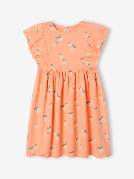 Robe à fleurs maille reliéfée fille écru+mandarine+rose bonbon 7 - vertbaudet enfant 