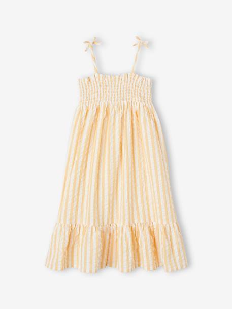 Robe à smocks rayée en seersucker fille rayé jaune 4 - vertbaudet enfant 