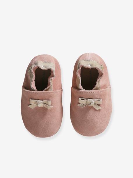 Chaussons élastiqués en cuir souple bébé vieux rose 2 - vertbaudet enfant 