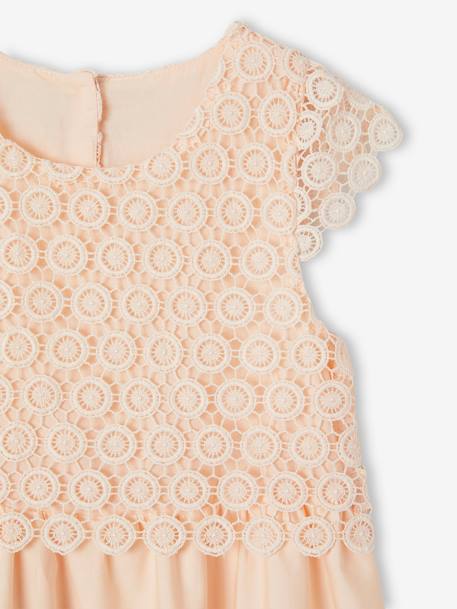 Robe de cérémonie effet 2 en 1 superposition en macramé fille ivoire+rose nude 14 - vertbaudet enfant 