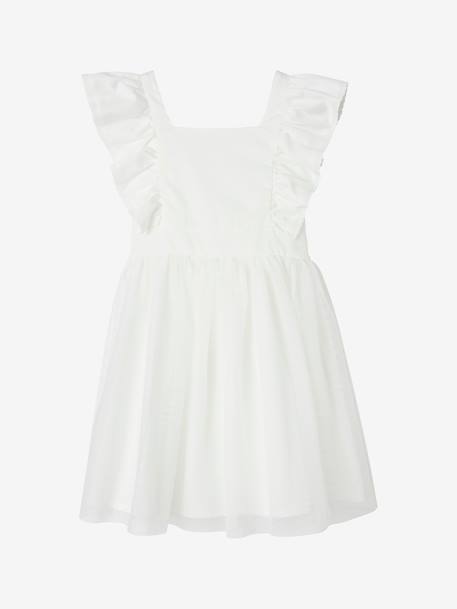 Robe de cérémonie à volants fille en gaze de coton et tulle écru 2 - vertbaudet enfant 