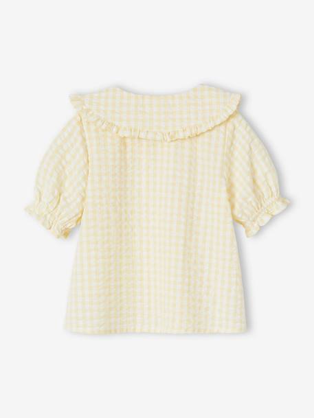 Blouse vichy grand col volanté fille jaune pâle 2 - vertbaudet enfant 