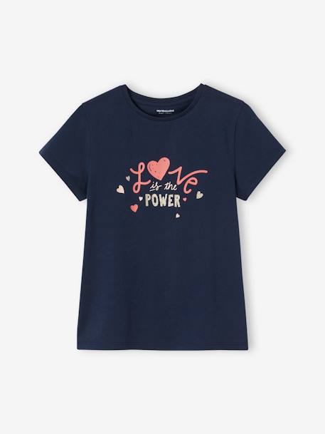 Lot de 3 t-shirts Basics détails irisés fille framboise+jaune pastel+marine+vert sauge 18 - vertbaudet enfant 