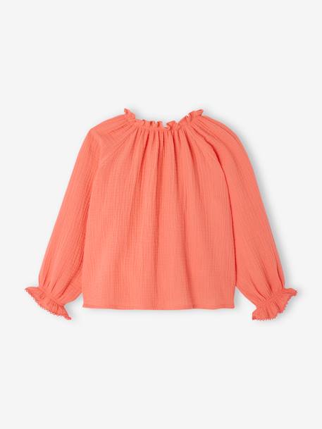 Blouse ample en gaze de coton fille corail 2 - vertbaudet enfant 