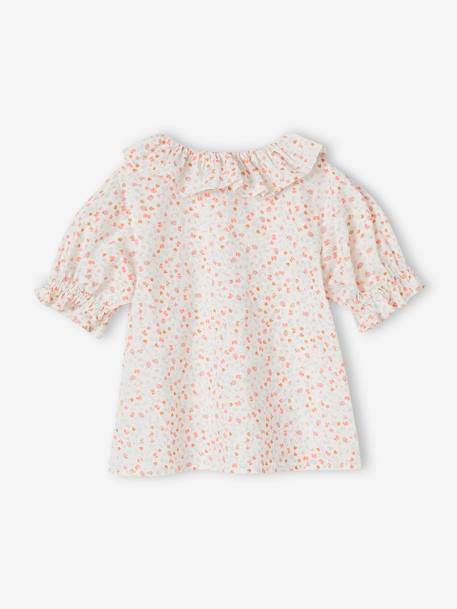 Blouse à collerette en gaze de coton fille corail+écru 4 - vertbaudet enfant 