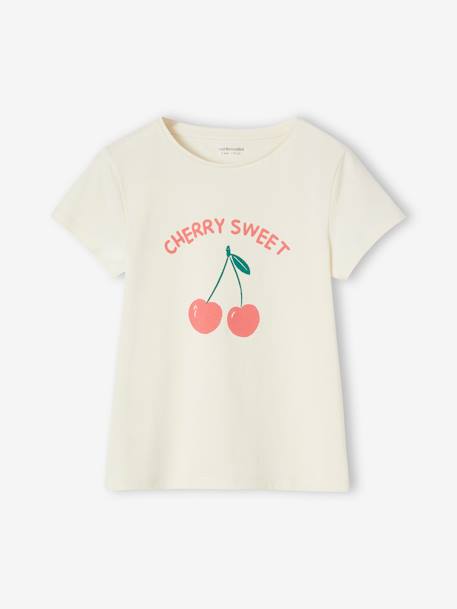 Tee-shirt Basics à motif fille manches courtes rouge+vanille+vert sapin 4 - vertbaudet enfant 