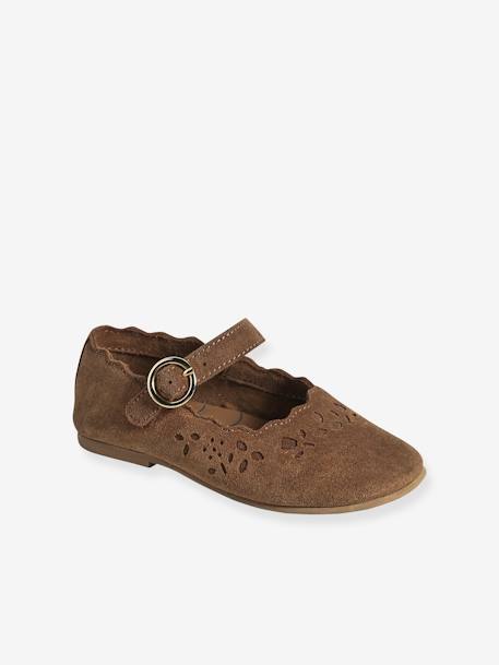 Ballerines cuir fille collection maternelle marron+vieux rose 1 - vertbaudet enfant 