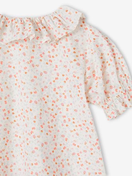 Blouse à collerette en gaze de coton fille corail+écru 6 - vertbaudet enfant 